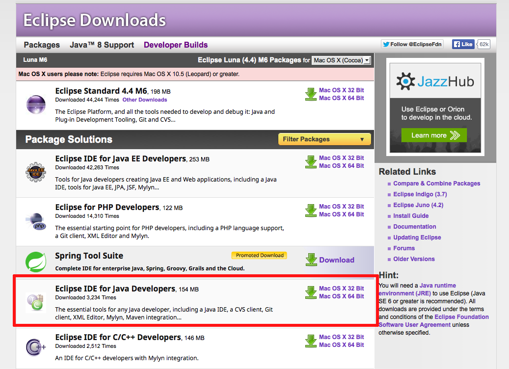 Eclipse download for java 1.8